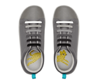 Shoe with uLace elastic no-tie sneaker laces in graydient. Available from tenlittle.com
