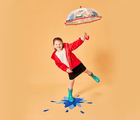 Little girl holding Ten Little Color Changing Umbrella Construction - Available at www.tenlittle.com