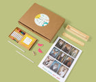 Top View of Eco-kids Activity Craft Kit -Includes: Art pad, 2 Pencils, 2 Erasers, 1 Sharpener, Box of crayons and a pencil case ruler. Available at www.tenlittle.com