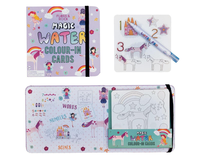 Floss & Rock - Magic Water Reusable Color-in Cards - Unicorn - Available at www.tenlittle.com