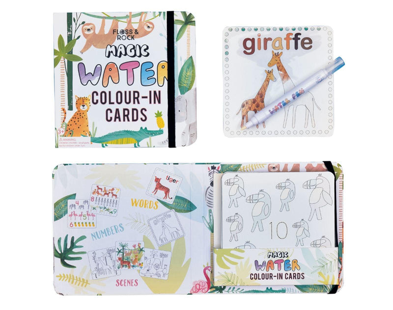 Floss & Rock - Magic Water Reusable Color-in Cards - Jungle - Available at www.tenlittle.com