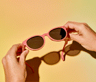 GIF flexing Roshambo Round Sunglasses - Dusty Rose. Available at www.tenlittle.com