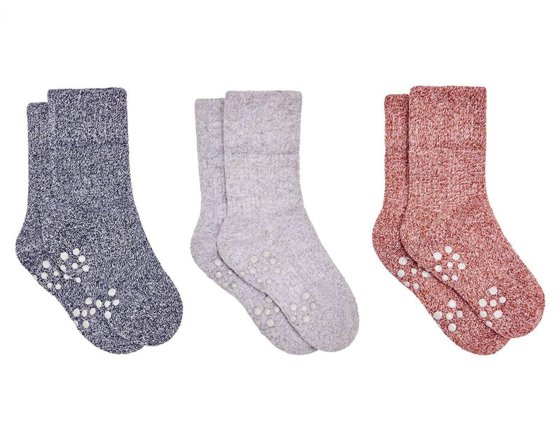 Side view of Ten Little Cozy Socks - Navy, Gray and Rust. Available at www.tenlittle.com