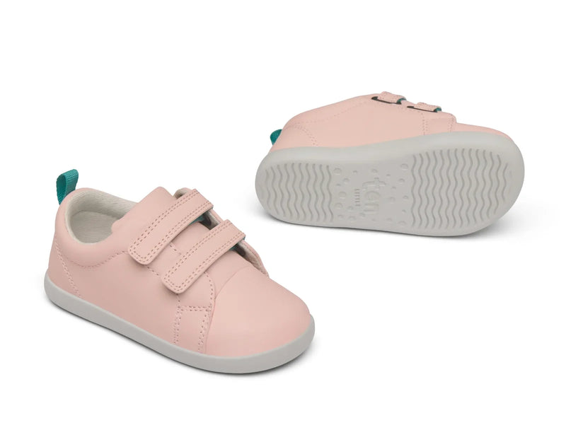 Front and bottom of shoe view of Ten Little Everyday Original - Blush Pink. Available at www.tenlittle.com