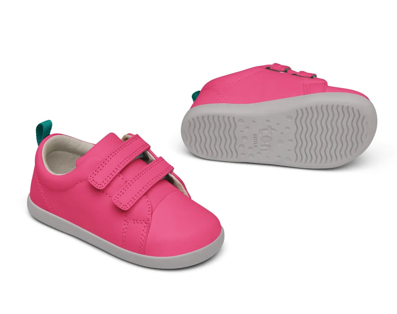 Front and bottom of shoe view of Ten Little Everyday Original - Candy Pink. Available at www.tenlittle.com