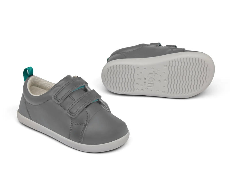 Front and bottom of shoe view of Ten Little Everyday Original - Steel Gray. Available at www.tenlittle.com