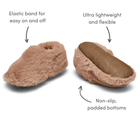 Top and bottom view and features of Ten Little Cozy Slippers. Available at www.tenlittle.com