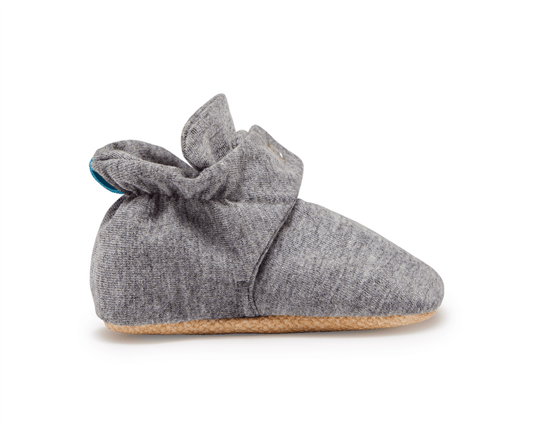 Side view of Ten Little Everyday Baby Booties - Heather Gray. Available at www.tenlittle.com