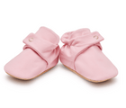 Front view of Ten Little Everyday Baby Booties - Petal Pink. Available at www.tenlittle.com