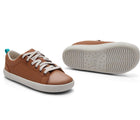 Front and bottom of shoe view of Ten Little Classic Sneakers Youth - Mocha Brown. Available at www.tenlittle.com