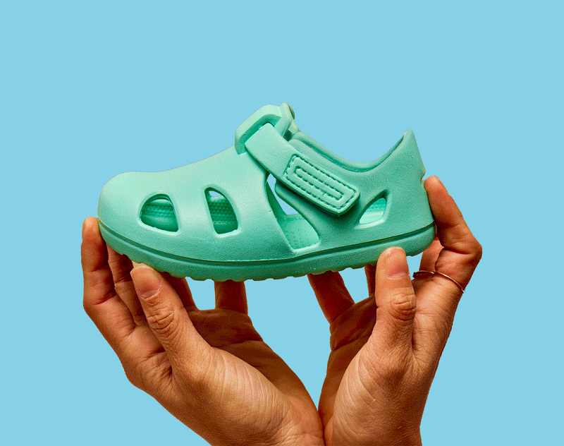 GIF flexing Ten Little Splash Sandals 2 - Aqua Mint. Available at www.tenlittle.com