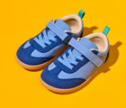 Top and side view of Ten Little Eco Canvas Sneakers - Retro Blue. Available at www.tenlittle.com