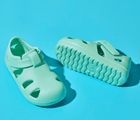 Top and bottom of shoe view of Ten Little Splash Sandals 2 - Aqua Mint. Available at www.tenlittle.com
