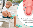 Split view and footbed of Ten Little Splash Sandals 2 - Aqua Mint and Pink Lemonade. Available at www.tenlittle.com