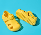 Top and bottom of shoe view of Ten Little Splash Sandals 2 - Daisy Yellow. Available at www.tenlittle.com
