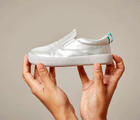 GIF flexing Slip-On Sneakers - Moondust Silver. Available at www.tenlittle.com