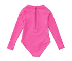 Back view of Snapper Rock One Piece UPF 50+ Swimsuit - Pink. Available at www.tenlittle.com