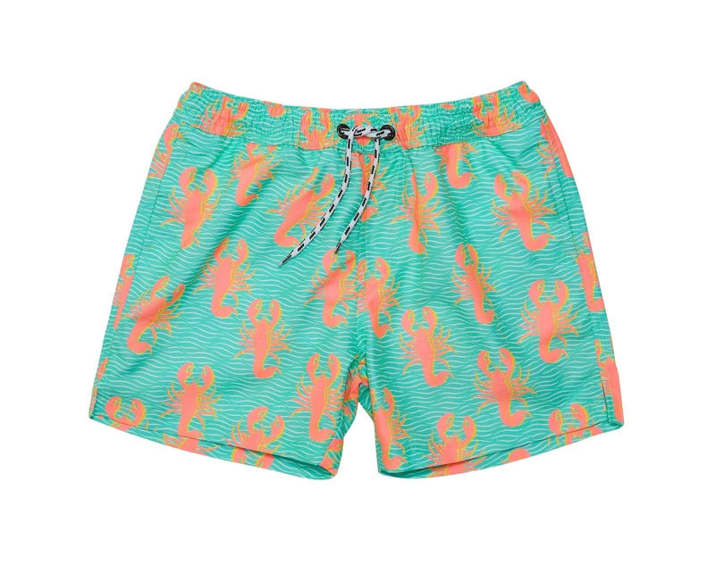Front view of Snapper Rock UPF 50+ Swim Shorts - Lobsters. Available at www.tenlittle.com