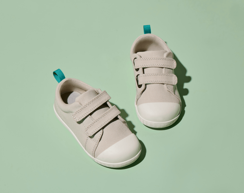 Top view of Ten Little Eco Canvas Sneakers - Gray Beige. Available at www.tenlittle.com