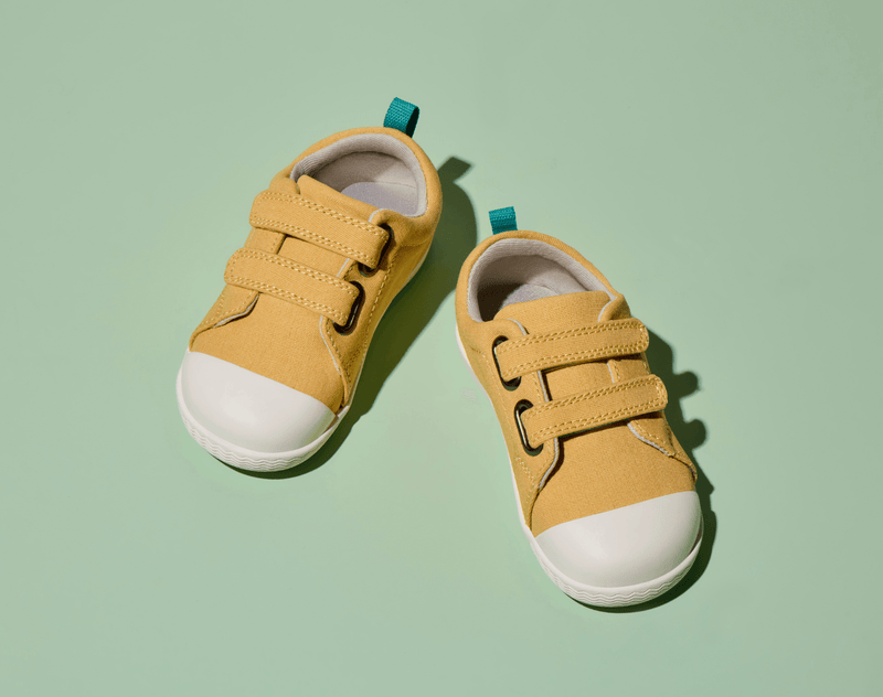 Top view of Ten Little Eco Canvas Sneakers - Mellow Yellow. Available at www.tenlittle.com