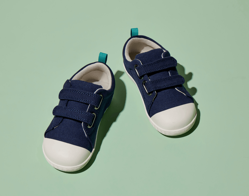 Top view of Ten Little Eco Canvas Sneakers - Navy Blue. Available at www.tenlittle.com