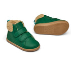Side and outsole view of Ten Little Furry High Top - Emerald Green. Available at www.tenlittle.com