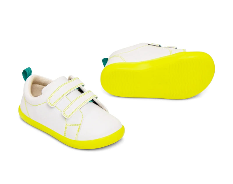 Side and bottom of shoe view of Ten Little Everyday Original - Neon Glow - Neon Yellow. Available at www.tenlittle.com