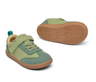 Side and bottom of shoe view of Ten Little Retro Suede Sneakers - Retro Green. Available at www.tenlittle.com