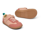 Side and bottom of shoe view of Ten Little Retro Suede Sneakers - Retro Pink. Available at www.tenlittle.com