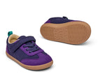 Side and bottom of shoe view of Ten Little Retro Suede Sneakers - Retro Purple. Available at www.tenlittle.com
