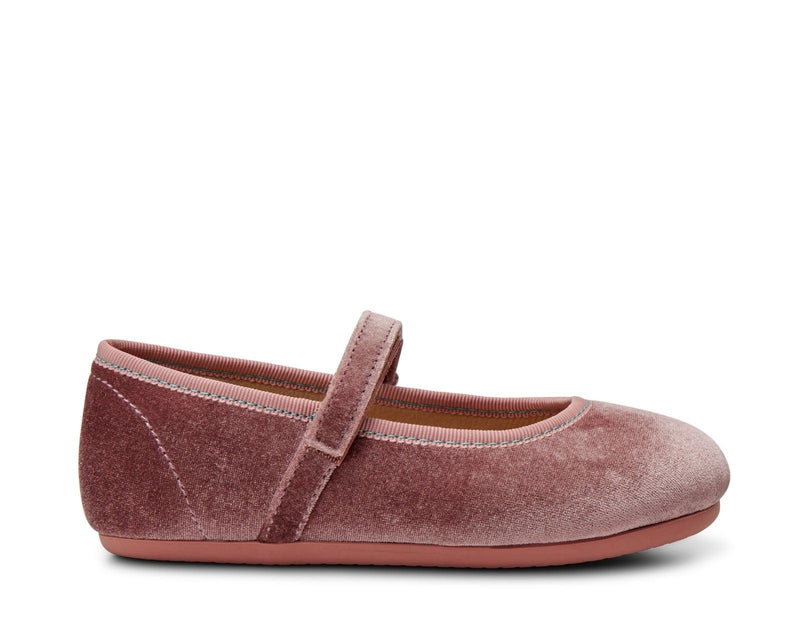 Side view of Ten Little Velvet Ballet Flats - Dusty Rose. Available at www.tenlittle.com
