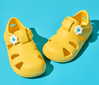 Ten Little Daisy Yellow Splash Sandals with Splash Sandal Charms 2 on - Daisy. Available at www.tenlittle.com