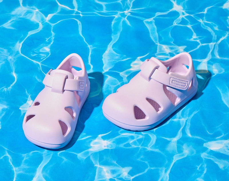 Top and side view of Ten Little Splash Sandals 2 - Lavender Purple. Available at www.tenlittle.com