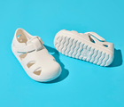 Top and bottom of shoe view of Ten Little Splash Sandals 2 - Soft White. Available at www.tenlittle.com