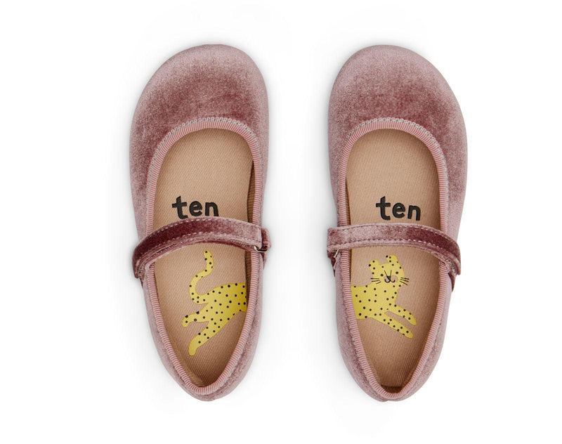 Top view of Ten Little Velvet Ballet Flats - Dusty Rose. Available at www.tenlittle.com