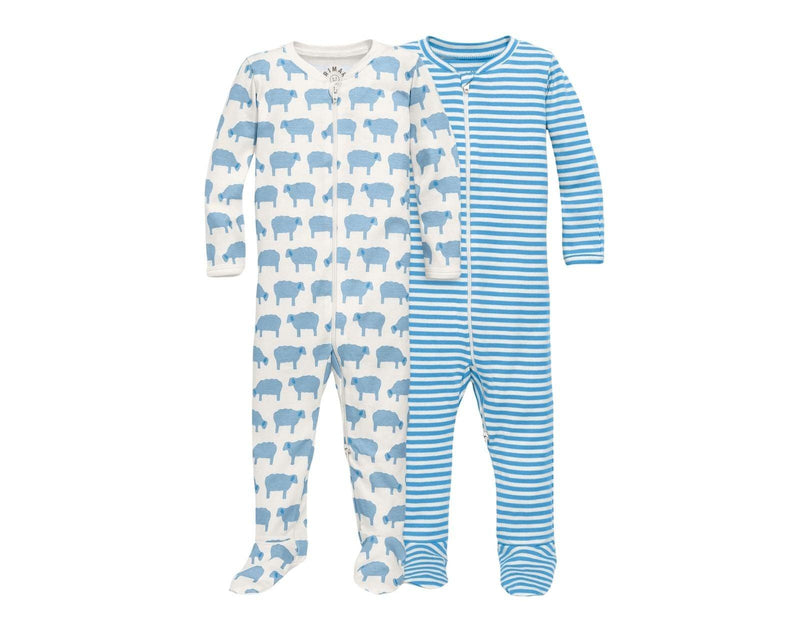 Primary Baby Onesie PJs - 2 Pack - Stream Sheep. Available at www.tenlittle.com
