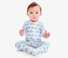 Baby sitting wearing Primary Baby Onesie PJs - 2 Pack - Steam Sheep. Available at www.tenlittle.com