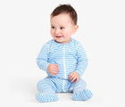 Baby sitting wearing Primary Baby Onesie PJs - 2 Pack - Steam Sheep. Available at www.tenlittle.com