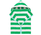 Folded Primary Hooded Towel - Green Apple / White Stripe. Available at www.tenlittle.com