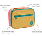 Features of Ten Little Insulated Recycled Lunch Box - Pink & Yellow. Available at www.tenlittle.com