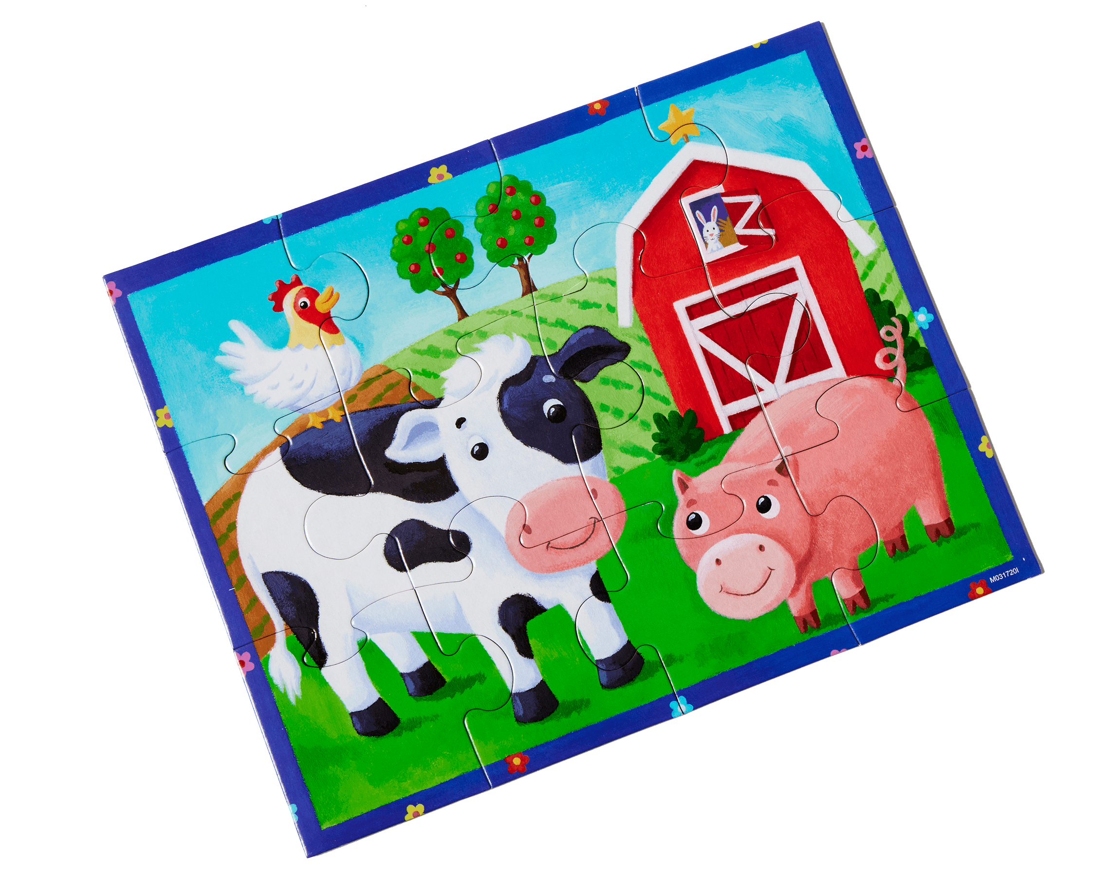 Mudpuppy On the Farm Pouch Puzzle – 12 Pieces, 14” x 11”, Great for Kids  Ages 2-4 – Travel-Friendly, Reusable, Zippered Pouch, 1 EA