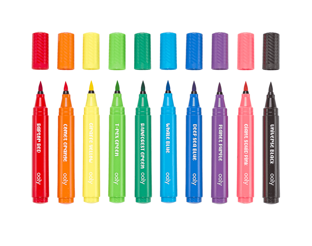 Ooly Big Bright Washable Brush Markers | Ten Little Baby & Kids' Toys