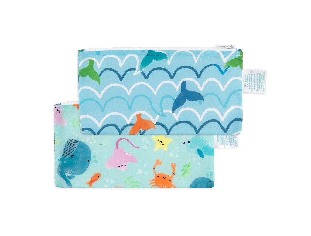 Bumkins Small Reusable Snack Bag 2-Pack, Bird Park/Urban Bird