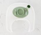 Ezpz First Foods Set -sage in a white tray. Available at www.tenlittle.com
