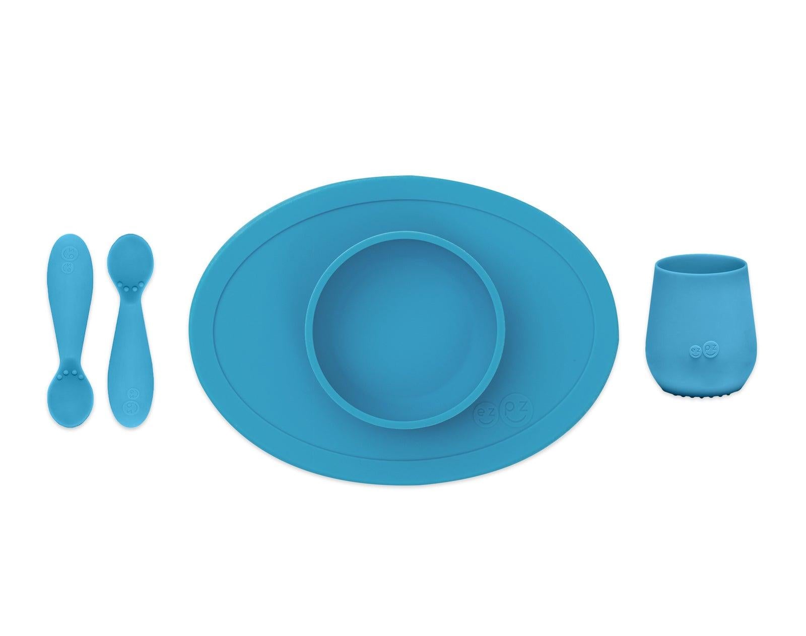 Personalized name Food Grade Baby Feeding Set with Spoon, fork,Silicone  Suction Bowls and bib BPA Free - First Stage Self Feed