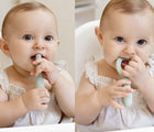 Child using the tiny development tool and happy development tool from ezpz Oral Development Tools. Available from tenlittle.com
