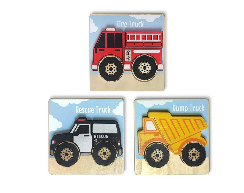 BeginAgain Truck Puzzles (3 pack) - 5 Pieces. Available from tenlittle.com
