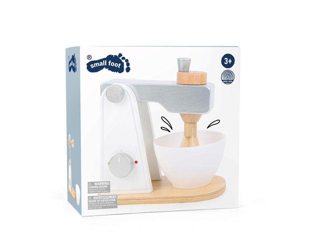 Small Foot Wooden Toys Wooden Mixer with Movable Upper Part and Stirring  Bowl for Play Kitchens Designed for Children Ages 3+, Multi (10595)