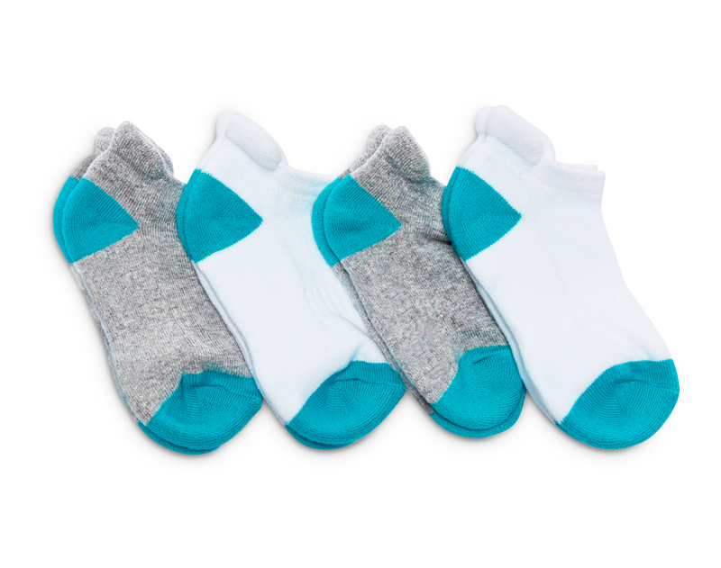 Ten Little Ankle Socks Youth Gray White 4-pack Big kids