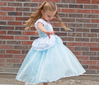 Child wearing Little Adventures Deluxe Cinderella Costume. Available from tenlittle.com